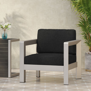English Elm Christopher Knight Home® - AVIARA Aluminum Club Chair with Deep Seating and Low-Profile Design, Durable 400 lb Capacity, Compact Silver 64077.00SC