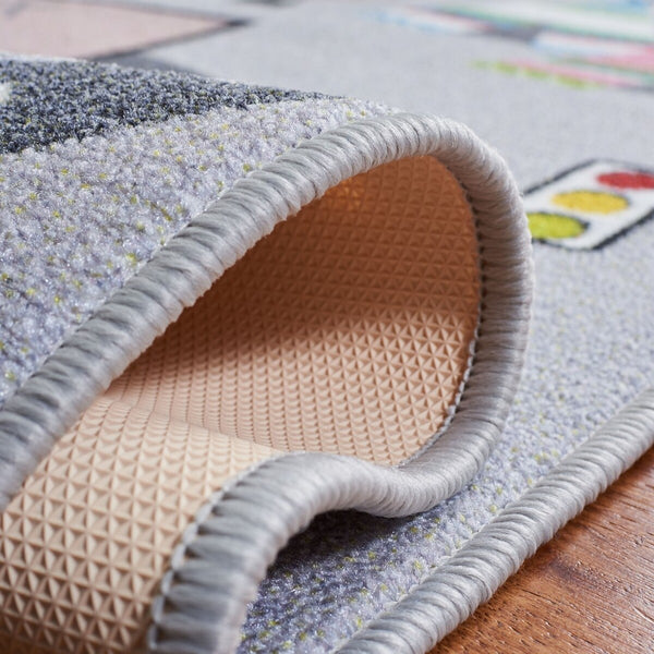 Safavieh Kids Playhouse 226 KPH226 Power Loomed Kids Rug Grey / Pink KPH226A-7SQ