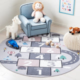 Safavieh Kids Playhouse 226 KPH226 Power Loomed Kids Rug Grey / Pink KPH226A-7SQ