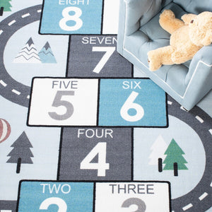 Safavieh Kids Playhouse 226 KPH226 Power Loomed Kids Rug Grey / Blue KPH226F-7SQ