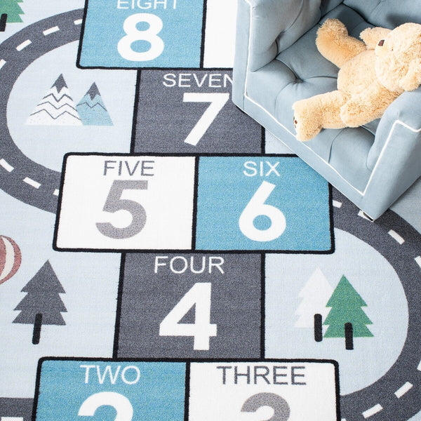 Safavieh Kids Playhouse 226 KPH226 Power Loomed Kids Rug Grey / Blue KPH226F-7SQ