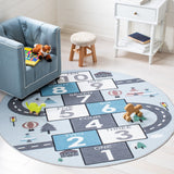 Safavieh Kids Playhouse 226 KPH226 Power Loomed Kids Rug Grey / Blue KPH226F-7SQ