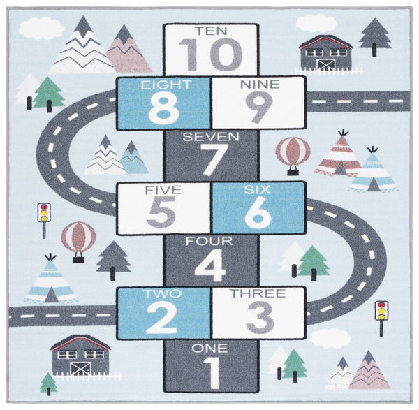 Safavieh Kids Playhouse 226 KPH226 Power Loomed Kids Rug Grey / Blue KPH226F-7SQ