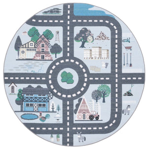 Safavieh Kids Playhouse 232 KPH232 Power Loomed Kids Rug Blue / Dark Grey KPH232M-9