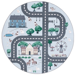 Safavieh Kids Playhouse 235 KPH235 Power Loomed Kids Rug Blue / Dark Grey KPH235M-7SQ