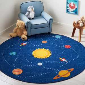 Safavieh Kids Playhouse 253 KPH253 Power Loomed Kids Rug Navy / Gold KPH253N-7SQ