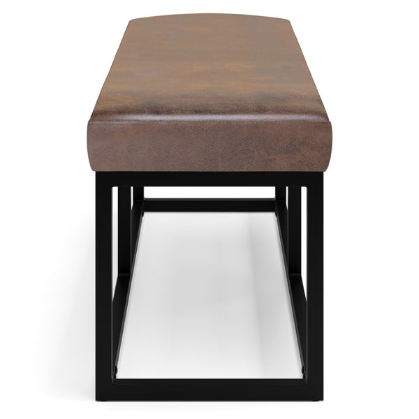 English Elm Reynolds Distressed Chestnut Brown Bench - Handcrafted Vegan Leather Ottoman For Modern Spaces B136P159250-GIGA