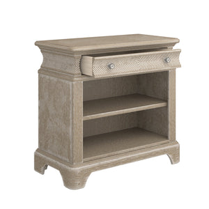A.R.T. Furniture Summer Creek Open Nightstand In Scrubbed Oak - Stylish Storage With Usb Chargers & Unique Design Scrubbed Oak Flakey Cathedral Oak Veneer,Parawood Solids 251141-1303