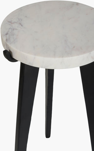 Surya Kampala Modern End Table - 24"H X 12"W Marble & Metal Accent For Timeless Elegance In Your Home Top, White,Base, Black Marble,Iron Kpl001-set