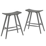 Homelegance By Top-Line Darvell Solid Wood 24" Counter Stool (Set of 2) Grey Rubberwood