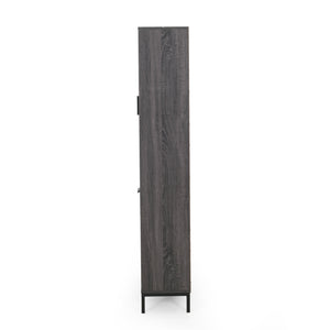 English Elm Christopher Knight Home® - CUBE Contemporary Cube Unit Bookcase in Grey Oak with Faux Wood, Iron Legs, Shelves, Drawer & Cabinets 66446.00