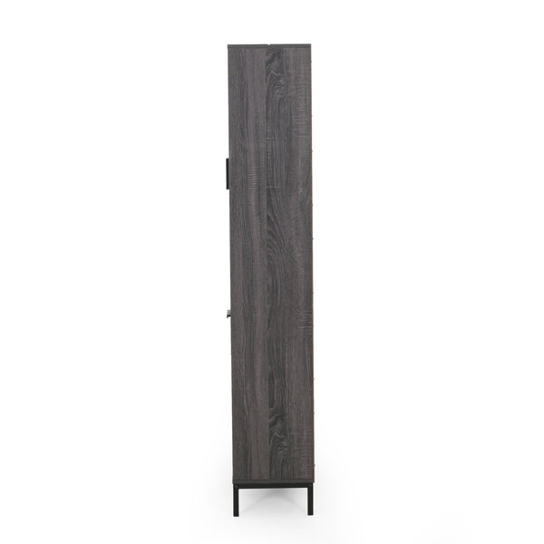 English Elm Christopher Knight Home® - CUBE Contemporary Cube Unit Bookcase in Grey Oak with Faux Wood, Iron Legs, Shelves, Drawer & Cabinets 66446.00