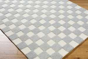 Livabliss Klopp Hand Tufted Wool Rug Minimalist Accent for Entryway Bedroom or Bath Pewter, Ivory 2'6" x 8' KPP2300-268