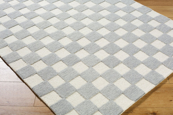 Livabliss Klopp Hand Tufted Wool Rug Minimalist Accent for Entryway Bedroom or Bath Pewter, Ivory 2'6" x 8' KPP2300-268