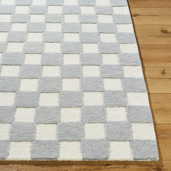 Livabliss Klopp Hand Tufted Wool Rug Minimalist Accent for Entryway Bedroom or Bath Pewter, Ivory 2'6" x 8' KPP2300-268