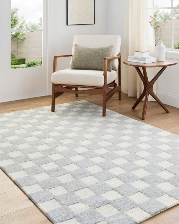 Livabliss Klopp Hand Tufted Wool Rug Minimalist Accent for Entryway Bedroom or Bath Pewter, Ivory 2'6" x 8' KPP2300-268