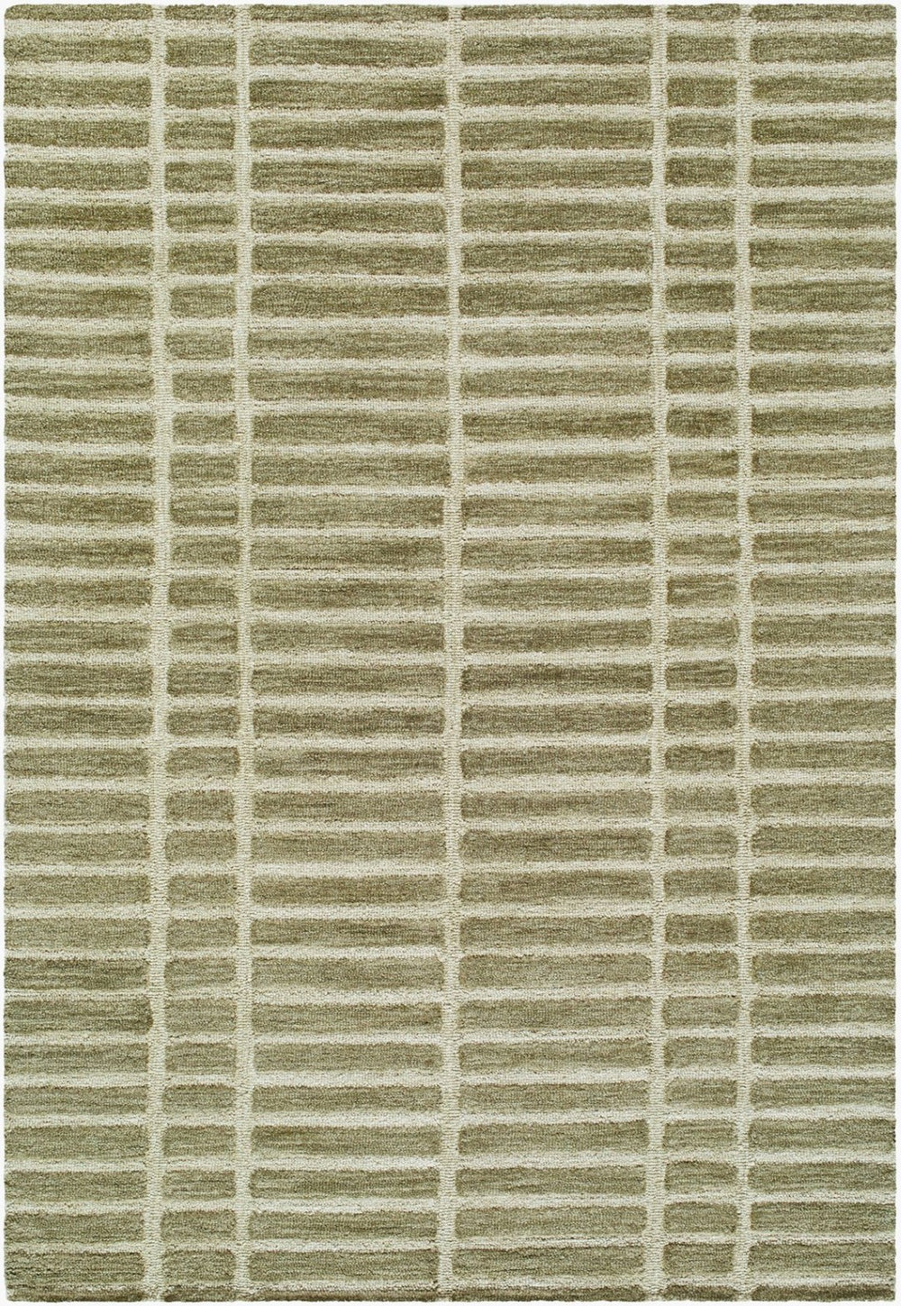 Livabliss Klopp Hand Tufted Wool Area Rug Minimalist Modern Accent for Entryway or Bedroom Olive, Ivory 5' x 7'6" KPP2307-576