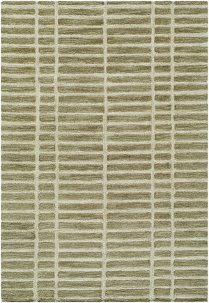 Livabliss Klopp Hand Tufted Wool Area Rug Minimalist Modern Accent for Entryway or Bedroom Olive, Ivory 5' x 7'6" KPP2307-576