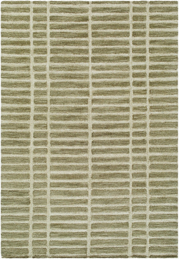 Livabliss Klopp Hand Tufted Wool Area Rug Minimalist Modern Accent for Entryway or Bedroom Olive, Ivory 5' x 7'6" KPP2307-576