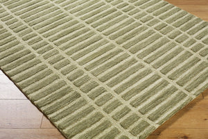Livabliss Klopp Hand Tufted Wool Area Rug Minimalist Modern Accent for Entryway or Bedroom Olive, Ivory 5' x 7'6" KPP2307-576