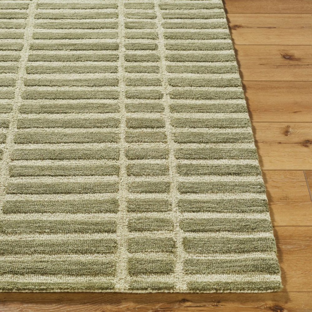 Livabliss Klopp Hand Tufted Wool Area Rug Minimalist Modern Accent for Entryway or Bedroom Olive, Ivory 5' x 7'6" KPP2307-576