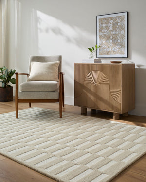 Livabliss Klopp Hand Tufted Wool Accent Rug Minimalist Style for Entryway or Bathroom Beige, Ivory 2'6" x 8' KPP2308-268