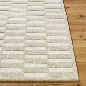 Livabliss Klopp Hand Tufted Wool Accent Rug Minimalist Style for Entryway or Bathroom Beige, Ivory 2'6" x 8' KPP2308-268