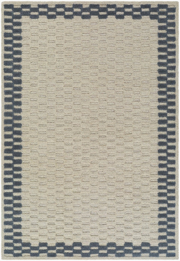 Livabliss Klopp Hand Tufted Wool Accent Rug Mid Century Modern Geometric for Entryway or Bath Ivory, Charcoa 2' x 3' KPP2309-23