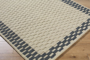 Livabliss Klopp Hand Tufted Wool Accent Rug Mid Century Modern Geometric for Entryway or Bath Ivory, Charcoa 2' x 3' KPP2309-23