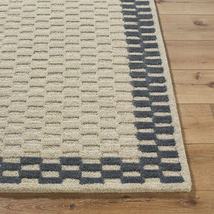 Livabliss Klopp Hand Tufted Wool Accent Rug Mid Century Modern Geometric for Entryway or Bath Ivory, Charcoa 2' x 3' KPP2309-23