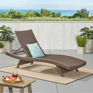 English Elm Christopher Knight Home® - Salem Pe Wicker Chaise Lounge – Elegant Outdoor Seating, Rust-Resistant Frame, Low Maintenance, Mocha Finish 52005.00ALUMCA