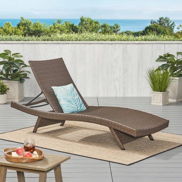 English Elm Christopher Knight Home® - Salem Pe Wicker Chaise Lounge – Elegant Outdoor Seating, Rust-Resistant Frame, Low Maintenance, Mocha Finish 52005.00ALUMCA