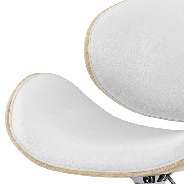 English Elm Marana Adjustable Swivel Bar Stool - Mid-Century Modern Design In White Faux Leather & Chrome Base B136P158935