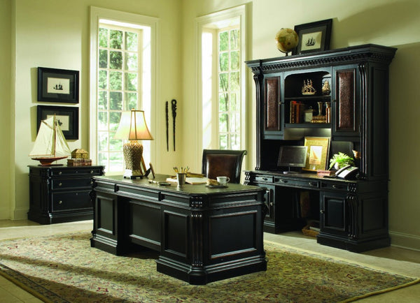 Hooker Furniture Telluride Lateral File With Distressed Black-Over-Cherry Finish, Carved Scrolls, 2-Drawer Security Storage (22.25" L X 38.5" W X 30" H) 370-10-466