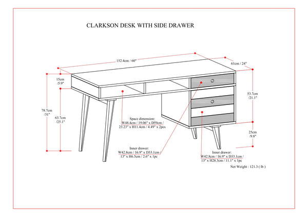English Elm Clarkson Desk - Handcrafted Rustic Acacia With Mid-Century Design & Ample Storage For Home Office B136P158782