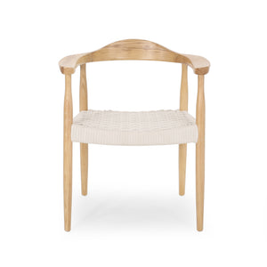 English Elm Christopher Knight Home® - ARM Chair White Woven Rope Mid-Century Modern Club Chair with Ash Wood Frame, Durable Comfort 66144.00