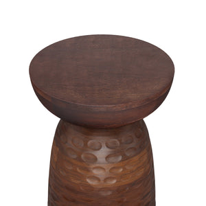 English Elm Boyd Handcrafted 13-Inch Solid Mango Wood Accent Table In Warm Dark Brown For Stylish Spaces B136P158432