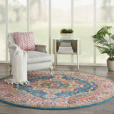 Nourison Passion PSN20 Machine Made Power-loomed Floral Border Indoor Only Bohemian  Rug Teal Multicolor, Teal Multicolor 100% Polypropylene 99446765260