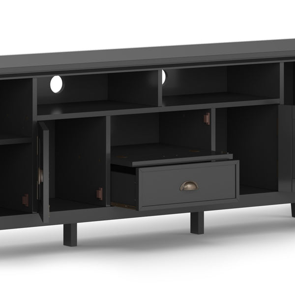 English Elm Redmond 72" Handcrafted Tv Media Stand - Elegant Black Finish With Ample Storage & Cable Management B136P159536-GIGA