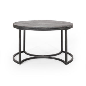 English Elm Christopher Knight Home® - COFFEE Modern Industrial Nesting Table Set — Wire‑Brushed Firwood Tops with Sturdy Iron Frame Durable Style Black+Silver 67141.00