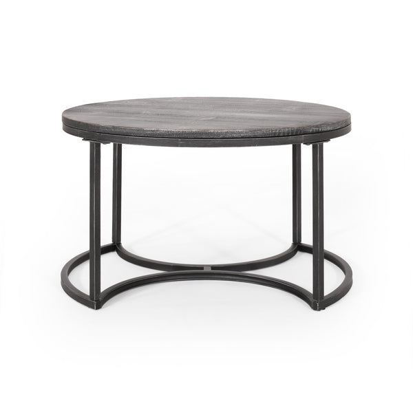 English Elm Christopher Knight Home® - COFFEE Modern Industrial Nesting Table Set — Wire‑Brushed Firwood Tops with Sturdy Iron Frame Durable Style Black+Silver 67141.00