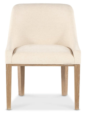 Hooker Furniture Banyon Bay Upholstered Host Chair In Levi Oyster Fabric With Desert Oak Frame — Barrel Back Comfort, Modern Flair 6081-75500-82
