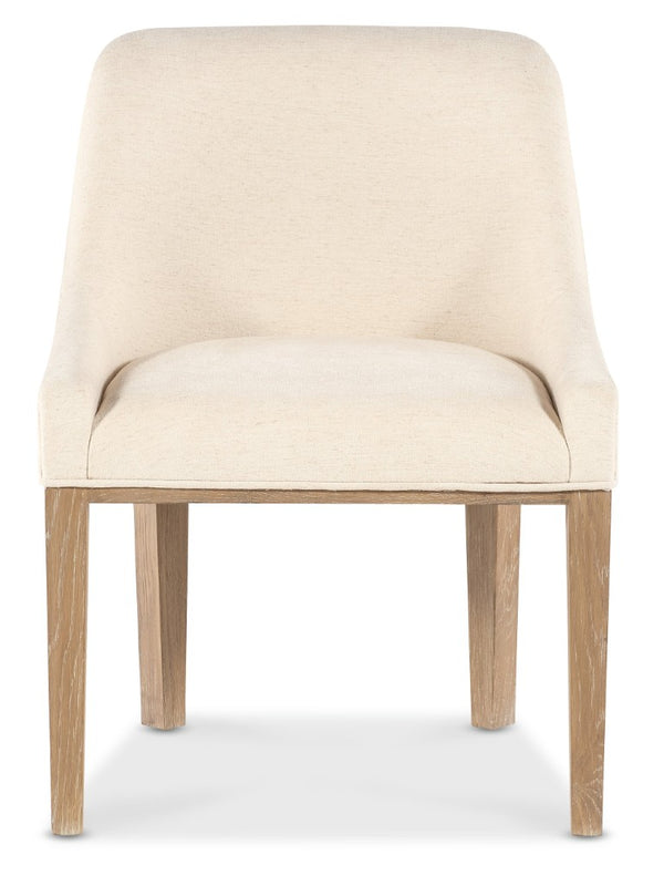 Hooker Furniture Banyon Bay Upholstered Host Chair In Levi Oyster Fabric With Desert Oak Frame — Barrel Back Comfort, Modern Flair 6081-75500-82