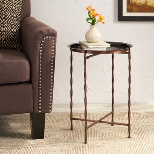 Christopher Knight Home® - Noble House - Beaufait Vintage Style Handcrafted Iron Tray Top Side Table