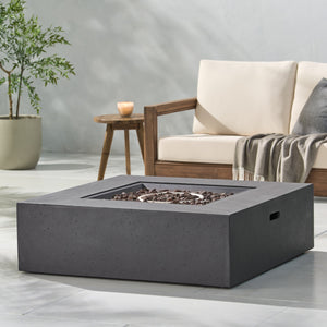 English Elm 50000 Btu Square Mgo Concrete Propane Fire Table for Outdoor Patio Entertaining 59241.00-50K