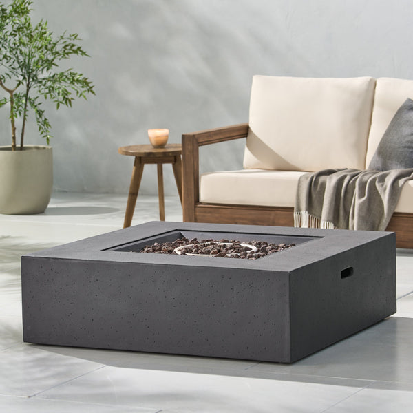 English Elm 50000 Btu Square Mgo Concrete Propane Fire Table for Outdoor Patio Entertaining 59241.00-50K