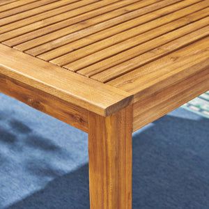English Elm Outdoor Solid Acacia Expandable Patio Dining Table with Umbrella Hole Natural Grain 68892.00SNTS