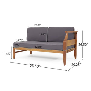 English Elm Aston Outdoor 4 Piece Acacia Wood Chat Set with Mid Century Slat Panel Design 72996.00-72997.00-74099.00DGRY