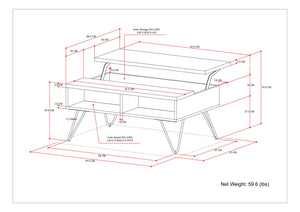 English Elm Hunter Small Lift Top Coffee Table - Handcrafted Mango Wood With Industrial Design & Storage Solutions B136P158744