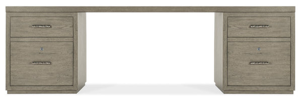 Hooker Furniture Linville Executive 96" Oak Veneer Desk In Mink Finish With Dual Locking Files And Fully Finished Back Medium Wood 6150-10921-85